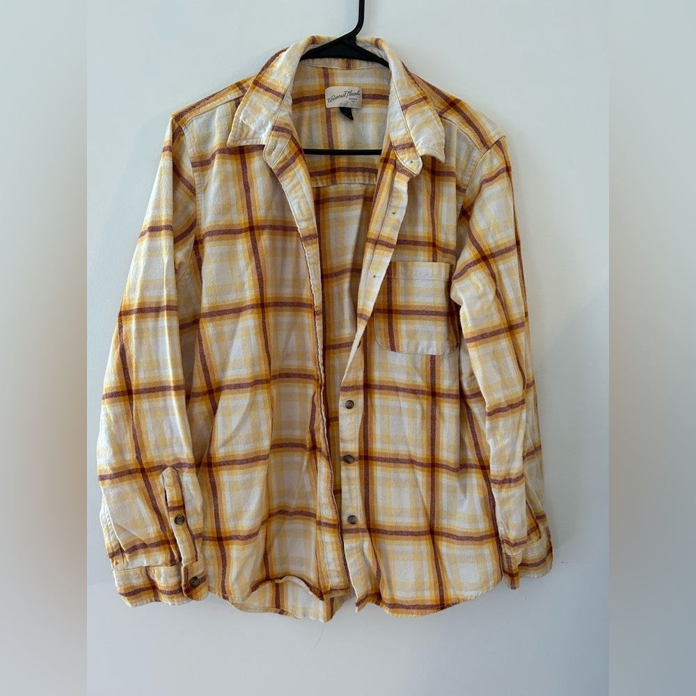 Universal Thread Yellow and Brown Plaid Shirt